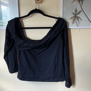 Abercrombie & Fitch one shoulder long sleeve top black size xl